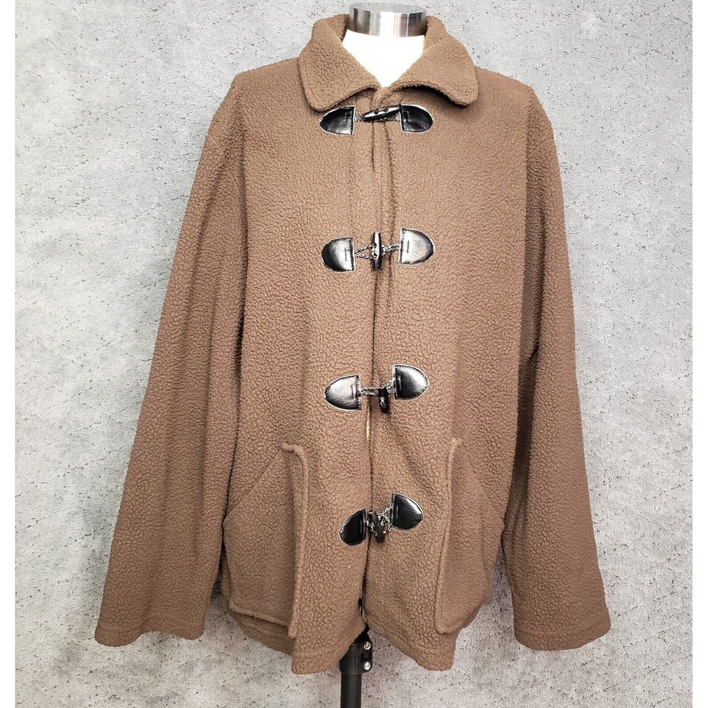 Susan Graver‎ Coat Womens XL Brown Fleece Long Sleeve Collared Mid Length